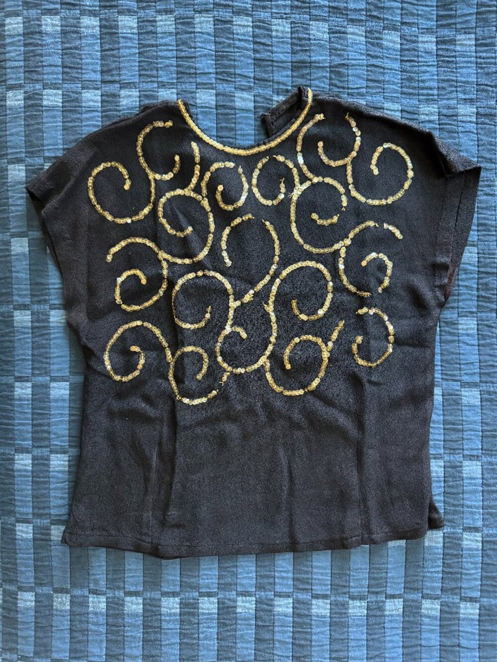 Vintage Black Gold Sequin Top | Fits like an XS